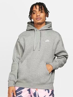 Nike Gray Pullover Hoodie with Small Chest Logo